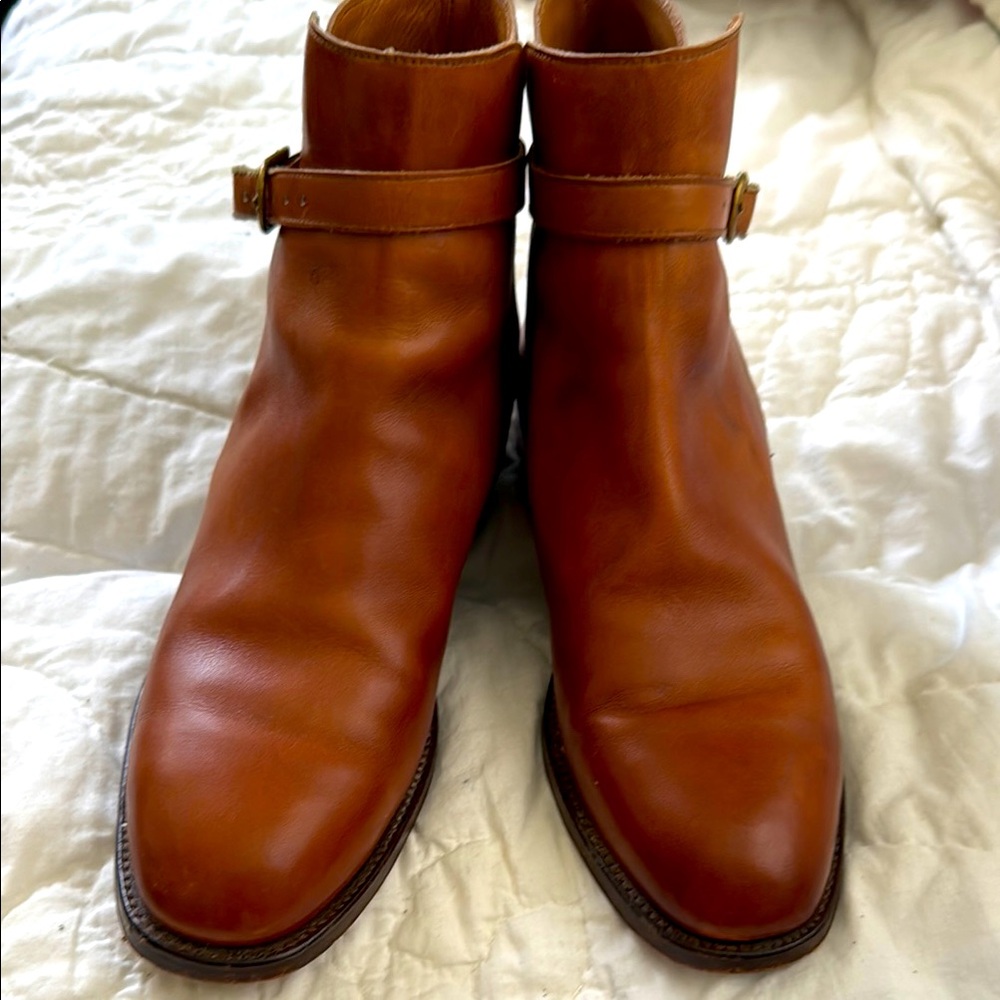 Ralph Lauren x Crockett and Jones women’s Tan Leather Ankle Boots with Buckle
